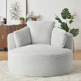 Compressible Corduroy Round Chair with Cushioned Backrest - Modern Comfort Seating for Living W2339P323619
