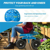 360&deg Garden Rolling Workseat with Swivel Seat and Adjustable Height-Blue 71600840