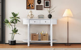 TREXM Elegant Retro Console Table with Curved Design Smooth Glaze for Entryways, Living Rooms N715P230796K