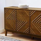 60.5'' Buffet Cabinet with Storage, Farmhouse Fluted Sideboard with Geometric Pattern & Adjustable W1801P288506