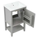 20" Bathroom Vanity with Sink, Bathroom Cabinet with Soft Closing Door, Storage Rack and Open Shelf, 62138412