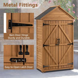 ZUN Outdoor Storage Cabinet, Garden Wood Tool Shed, Outside Wooden Shed Closet with Shelves and Latch W142291652