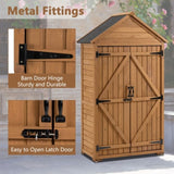 Outdoor Storage Cabinet, Garden Wood Tool Shed, Outside Wooden Shed Closet with Shelves and Latch W142291652