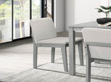 Grey Finish 5pc Room Set Table 4x Chairs Beige Fabric Chair Seat Kitchen Breakfast B011118999