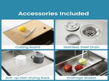 Stainless Steel Kitchen Sink, 30x19 Single Bowl, Undermount Handmade Sink in Brushed, with Cutting 37227082