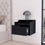 ZUN Black Dual-Shelf Display Floating Nightstand B062P175147