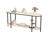 Console Table 2 Tier Entryway Table with Storage Shelves Faux Marble 40107718