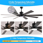 ZUN Walnut LED Ceiling Fan Light with 8 Wooden Blades, Remote Control, Dimmable & Adjustable Color W1340P244569