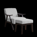 ZUN Accent Chair with Ottoman, Upholstered Mid Century Chair and Footrest, Solid Wood Arm Chair, Living W2975P223179