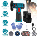 Cordless Mini Angle Grinder- 2x12V 1100mAh Batteries , 19000RPM Motor, Air Vents for Heat 87962141