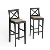 ZUN Bar Chair Counter Height Stool with Backrest, Padded Seat & Footrest, Wood Kitchen Island Chair, W2582P170703