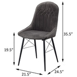 ZUN Grey and Black Tufted Back Dining Chairs B062P182737