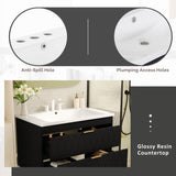 ZUN 30'' Wall Mounted Bathroom Vanity with Resin Sink,Floating Bathroom Storage Cabinet with 2 Drawers, N710P177301B