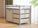 Gray painted pine wood frame children's bed with removable top, 87*53*87.5cm, includes 3 fabric 29031768