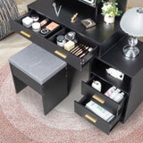 Particleboard Triamine Veneer 4 Drawers 1 Storage Cabinet 2 Shelves Mirror Cabinet Dressing Table 03327233