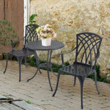 ZUN 3 Piece Bistro Table Set Cast Aluminum Outdoor Patio Furniture with Umbrella Hole Patio Balcony, W2505P151717