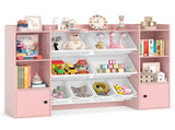 Pink Kids Toy Organizer with 8 Storage Bins, Anti-Tipping Design Open Shelves Cabinet for 3 Years 11264051