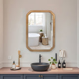 29.72*19.69 inches Functional Mirror with Cabinet, Wood Framed Bathroom Wall Cabinet with Mirror and W2295P339148