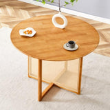 Chinese countryside retro solid wood round simple modern imitation rattan wooden W1512P355085