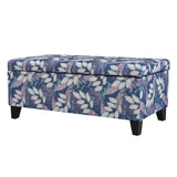 Luxury Storage Ottoman with Floral Patterned Fabric, Soft-Close Hinges, Multi-Functional Footrest & N767P257582L