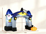 9ft Halloween Inflatable Archway, Ghost Castle Design with Jack-O-Lantern & Bat Banner, 7 LED Light 51644478