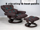 8-Point Massage Recliner with Ottoman, Heated Cat Scratch Leather Reclining Chair ,Bent Wood Base, W1622P460963