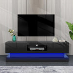 ZUN 51.18inch Black morden TV Stand with LED Lights,high glossy front TV Cabinet,can be assembled in 85296234