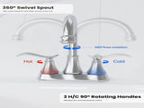 Bathroom Faucet Chrome with Pop-up Drain & Supply Hoses 2-Handle 360 Degree High Arc Swivel Spout 51282226