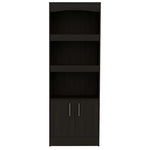 ZUN Shell Beach 1-Drawer 3-Shelf Bookcase Black Wengue B06280137