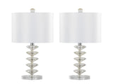 Diamond Stacked 23" Contemporary Crystal Table Lamp in Clear K9 Crystal with Off-White Silk-Like B202P224007