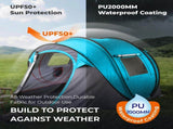 4 Person Pop Up Tent for Camping, Waterproof Instant Family Tent with Front Awning, Automatic Tent 87386314