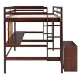 ZUN Full size Loft Bed with Desk and Writing Board, Wooden Loft Bed with Desk & 2 Drawers Cabinet 78996597