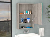 Medicine Single Door Cabinet 35" H, Two Interior Shelves, One External Shelf, Light Gray B097133127