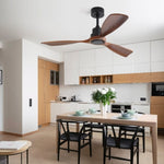 ZUN 48 Inch Ceiling Fan Without Light, 3 Solid Wood Blades Indoor&Outdoor Ceiling Fan 6-speed Reversible W934P196653