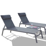 ZUN Patio Chaise Lounge Set, 3 Pieces Adjustable Backrest Pool Lounge Chairs Steel Textilene Sunbathing W1859109867