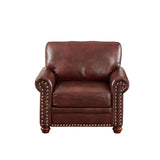 Living Room Sofa Single Seat Chair with Wood Leg Burgundy Faux Leather W1097125452