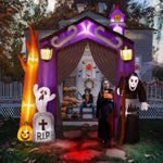 ZUN 9.8 FT Halloween Inflatables Haunted House Castle Archway Outdoor Decorations, Scary Halloween Giant 03459375