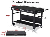 Portable Outdoor Grill Table Cart, Foldable Grill Cart with Wheels, Food Prep Table with Bottle 95490425