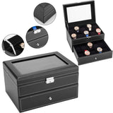 Watch Box 20 Mens Case Glass Top Display Organizer Lockable Black 38015822
