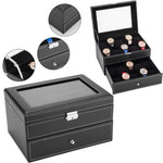 ZUN Watch Box 20 Mens Case Glass Top Display Organizer Lockable Black 38015822