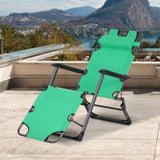 ZUN Tanning Chair, 2-in-1 Beach Lounge Chair & Camping Chair w/ Pillow & Pocket, Adjustable Chaise for W2225142464