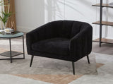 29.9'' Modern Upholstered Chenille Vanity Barrel Accent with Metal Legs, Channel Tufted Lounge W3118P328900