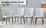 ZUN Modern minimalist dining chairs, light gray PU curved backrest and seat cushions, electroplated W1512P245571