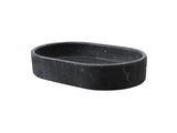 Luxury Dark Gray Natural Marble Vessel Sink, 23.6" Oval Matte Stone Basin, Solid One-Piece Carved, W1696P408022