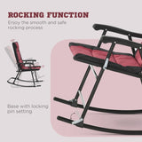 3 Piece Outdoor Patio Furniture Set with Glass Coffee Table & 2 Folding Padded Rocking Chairs, W2225142471