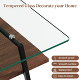 Rectangle Coffee Table, Tempered Glass Tabletop with Black Metal Legs, Modern Table for Living Room 54832432