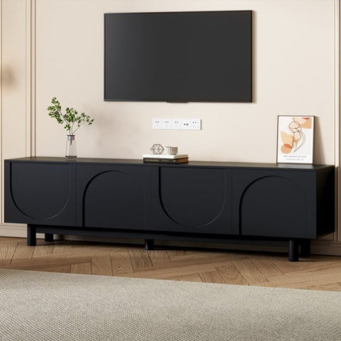 ZUN ON-TREND Graceful TV Stand Arch Cabinets for TVs Up to 78'', Minimalist Entertainment Center WF325999AAB