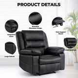 ZUN Breathable Leather Massage Recliner Chair, Manual Living Room Reclining Sofa W1692128249