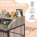 GO 44'' Heavy Duty Large Dog Furniture for Large Medium Dog with Lockable Wheels, Wooden Dog WF323360AAE