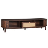 Modern Design TV Stand for 75" TVs, Media Console TV Cabinet with Rattan-Front Drawer for Living N710P257609P